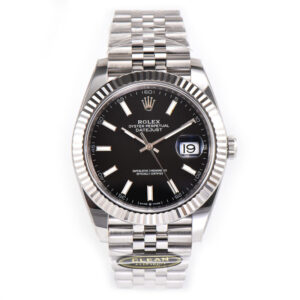 Datejust 41 Black Dial Stick Markers in Steel Clean Factory