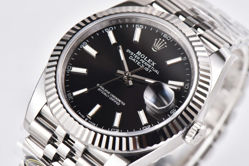 Datejust 41 Black Dial Stick Markers in Steel Clean Factory - Image 3