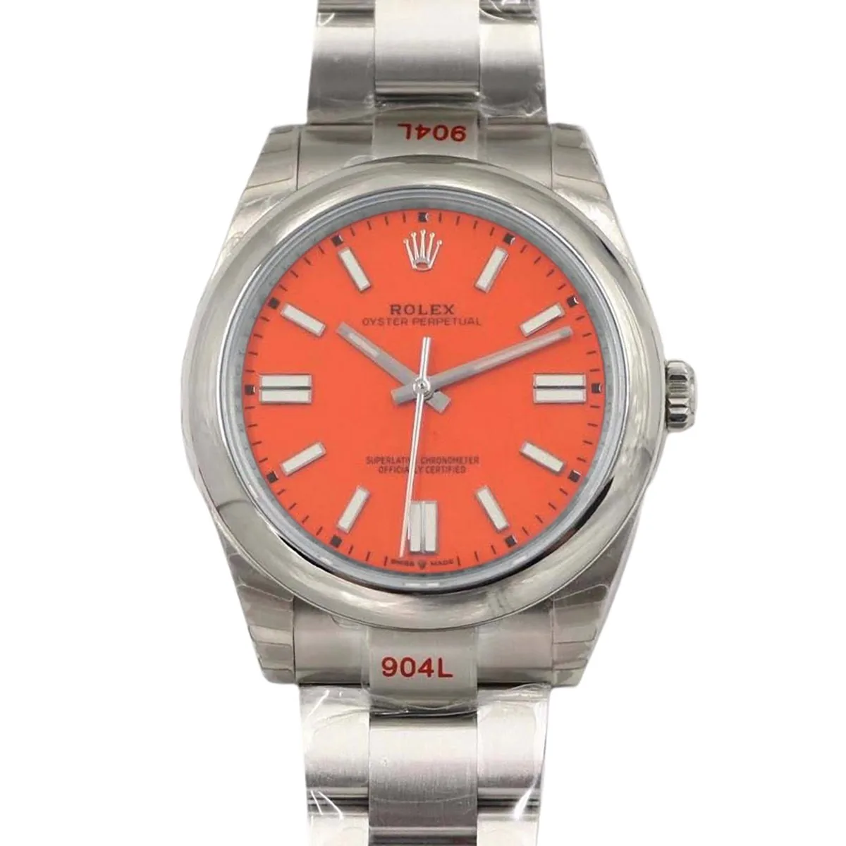 Oyster Perpetual 41mm quadrante rosso corallo 114300