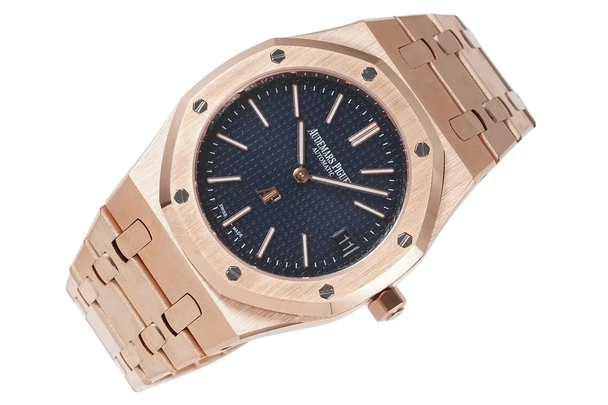 Royal Oak 15202 39mm esfera azul en oro rosa - Imagen 4
