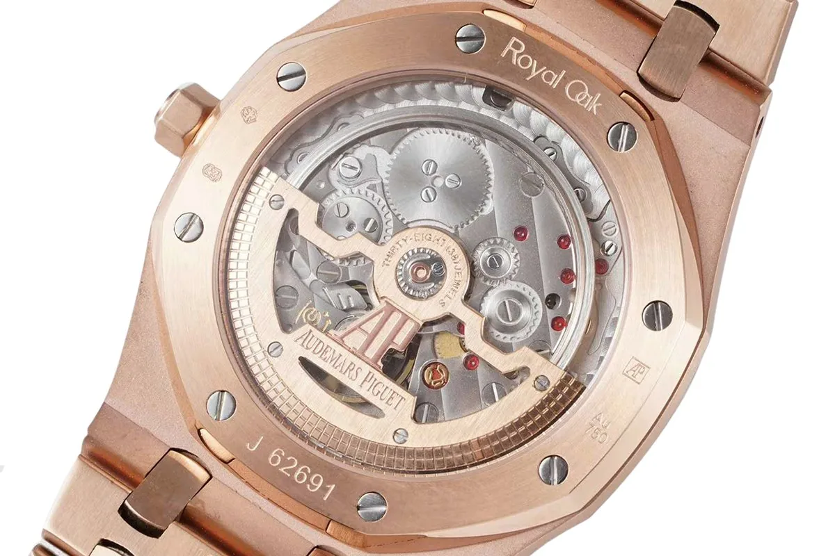 Royal Oak 15202 39mm esfera azul en oro rosa - Imagen 5