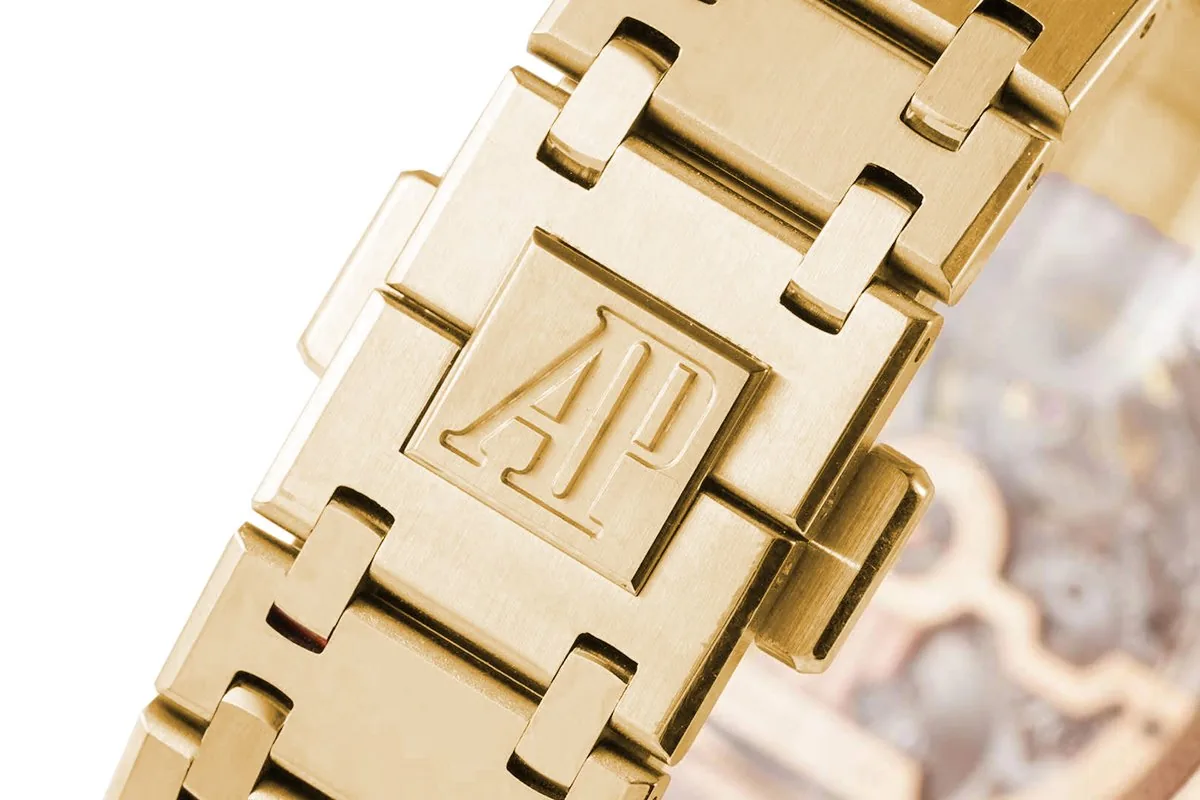 Royal Oak 15202 39mm quadrante giallo in oro giallo - immagine 7