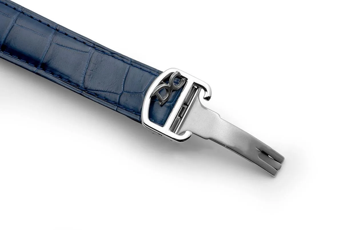 Ballon Bleu De Cartier 42mm quadrante blu in acciaio su cinturino in pelle blu - immagine 5