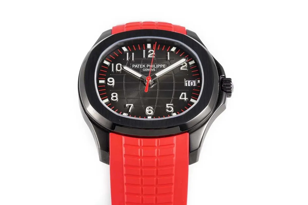 Aquanaut 5167A ‘Black Venom Limited Edition’ schwarzes Zifferblatt am roten Kautschukarmband – Bild 5