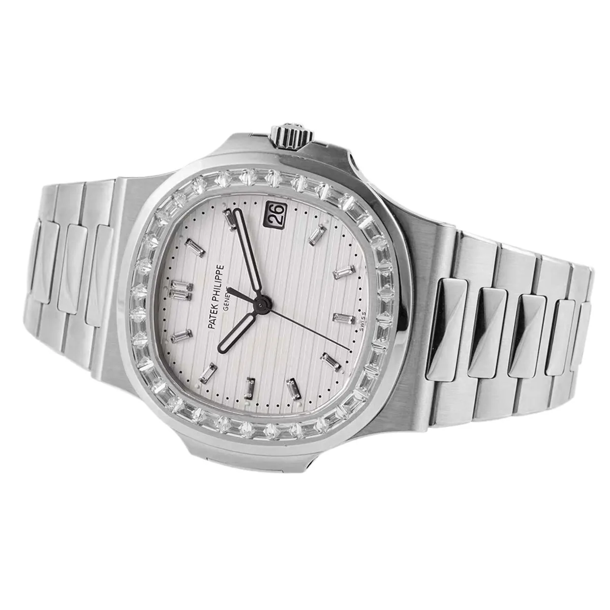 Nautilus Jumbo 5711/1A-011 quadrante bianco con lunetta con diamanti - immagine 3