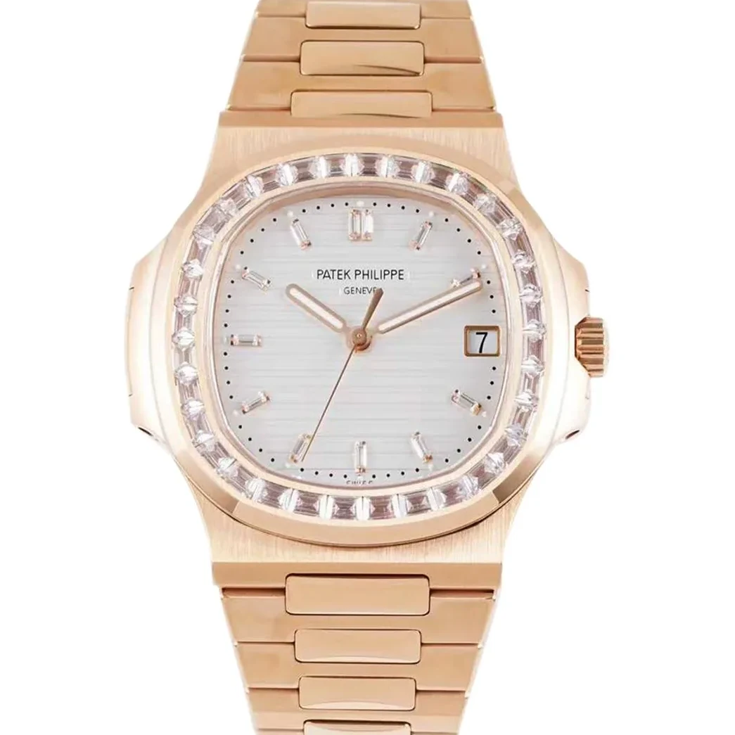Nautilus Jumbo 5711/1R White Dial with Diamond Bezel