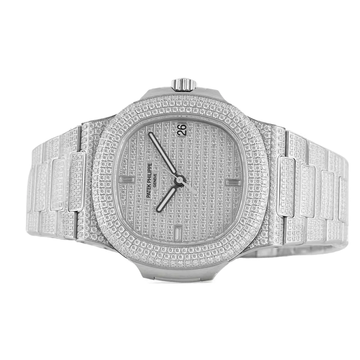 Nautilus Jumbo 5711 cadran diamants en or blanc pavé de diamants – Image 4