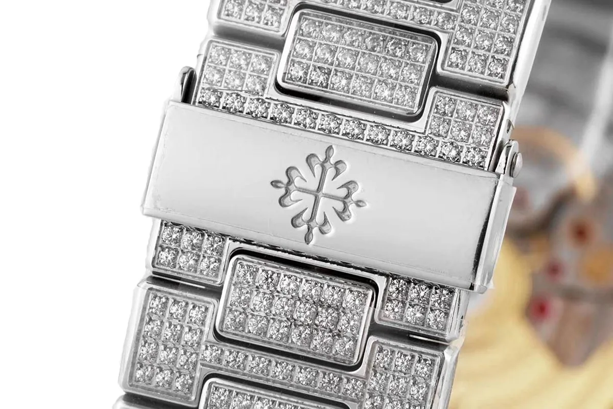 Nautilus Jumbo 5711 cadran diamants en or blanc pavé de diamants – Image 5