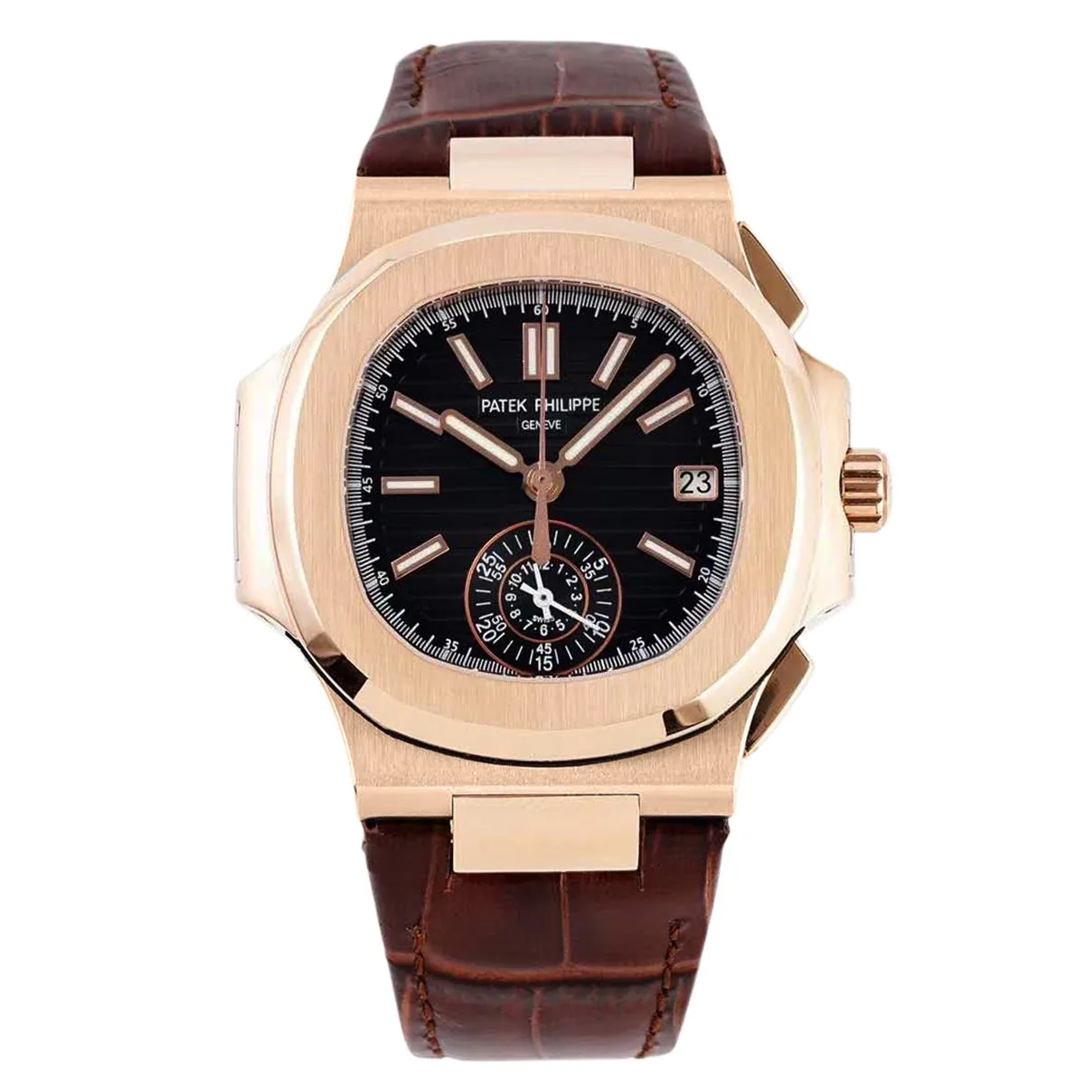 Nautilus Chronograph 5980/1R en oro rosa con correa de piel marrón