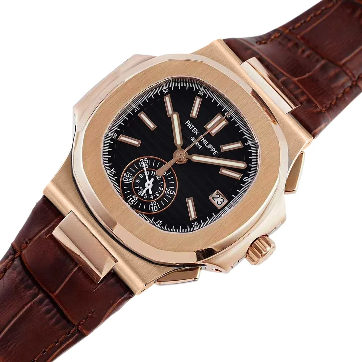 Nautilus Chronograph 5980/1R en oro rosa con correa de piel marrón - Imagen 2