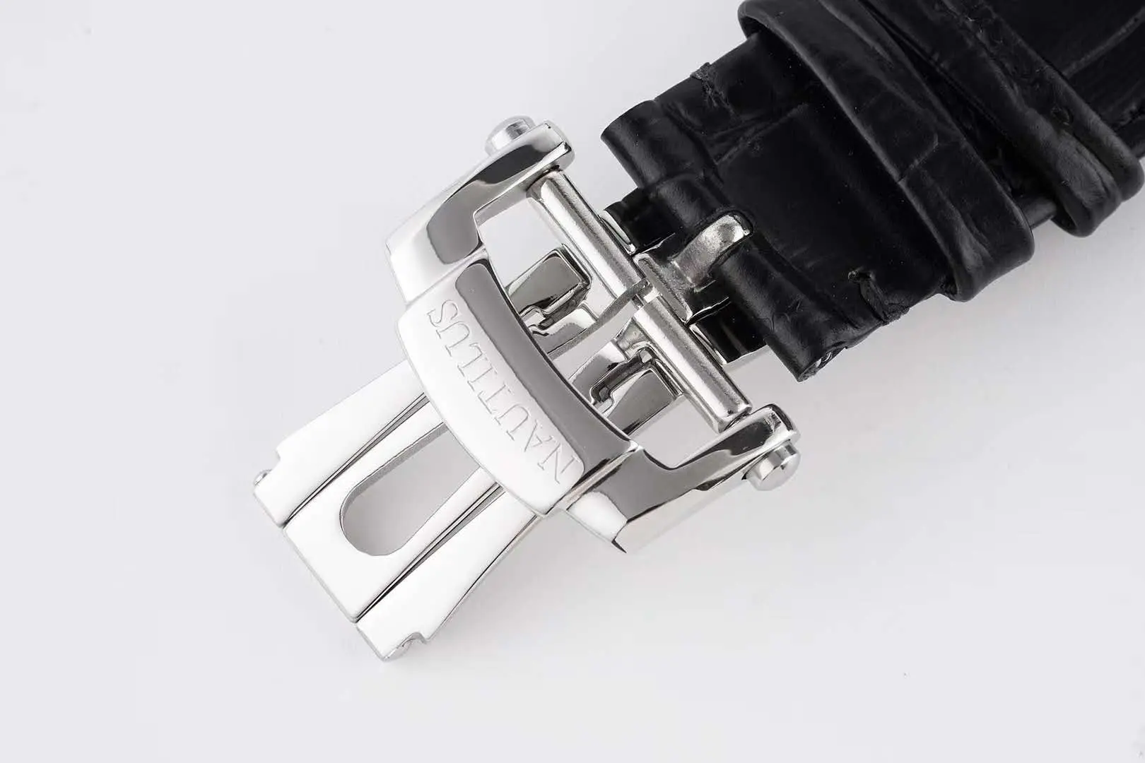 Nautilus 5980/1A-019 cadran blanc en acier sur bracelet en cuir – Image 7