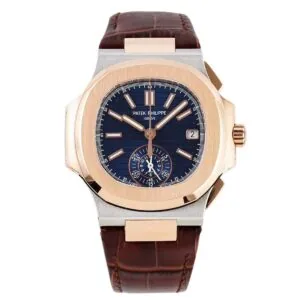 Nautilus Chronograph 5980/1AR in Stahl und Roségold am braunen Lederarmband