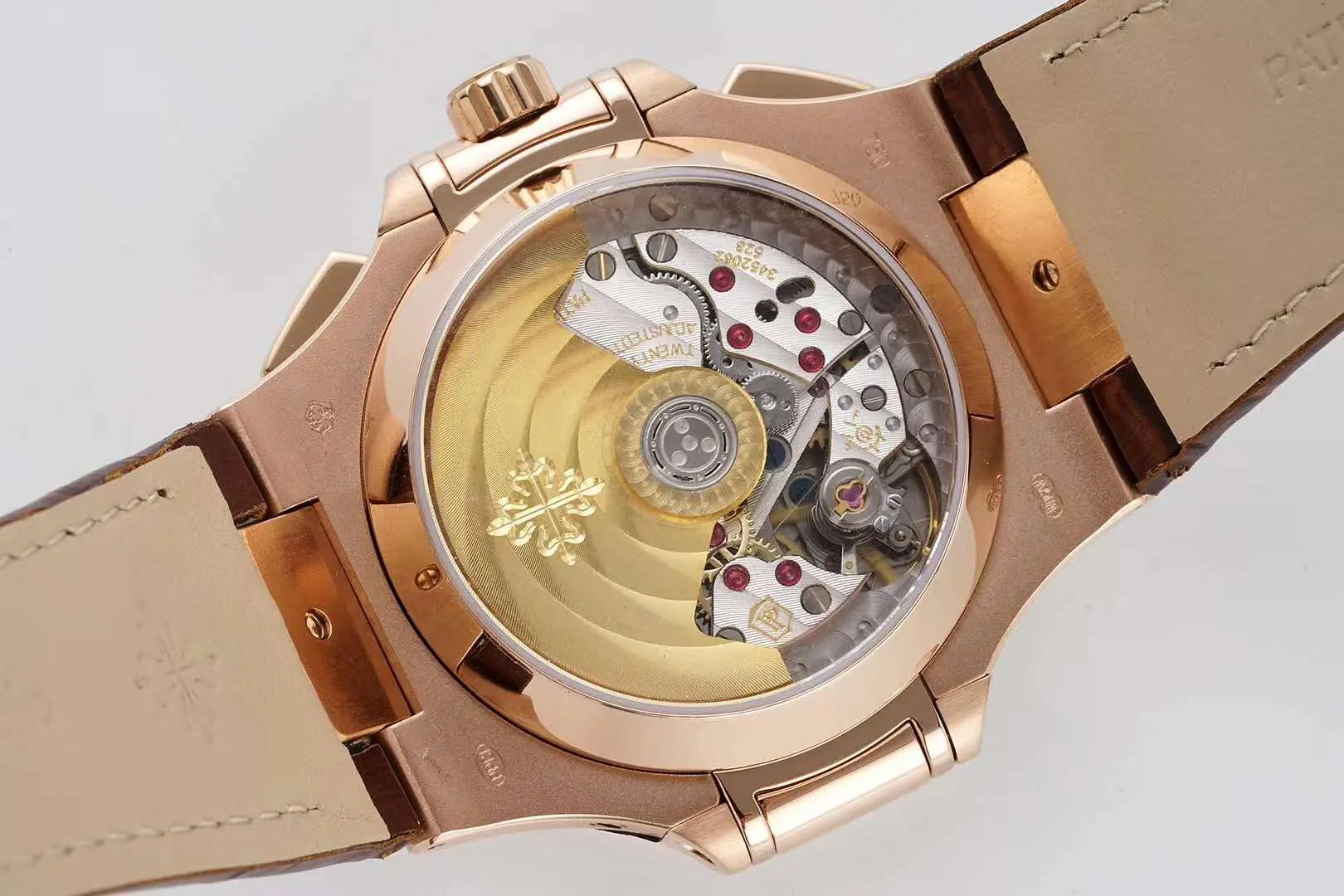 Nautilus Chronograph 5980/R-001 in Roségold am braunen Lederarmband – Bild 6
