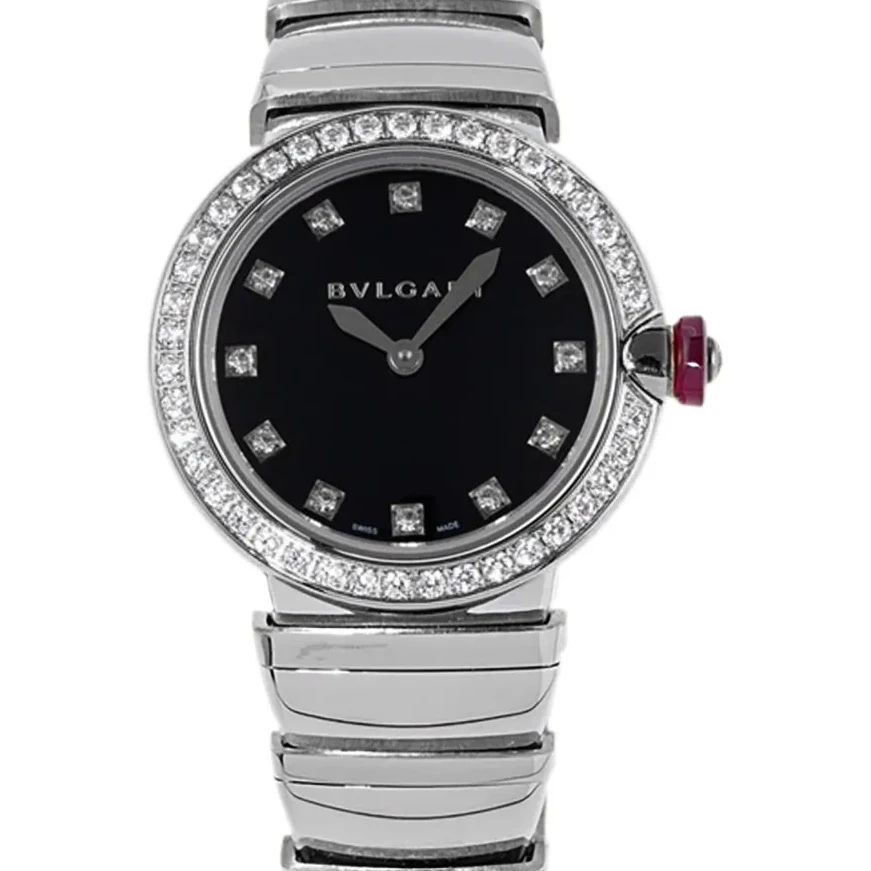 Lvcea Black Dial in Steel with Diamond Bezel