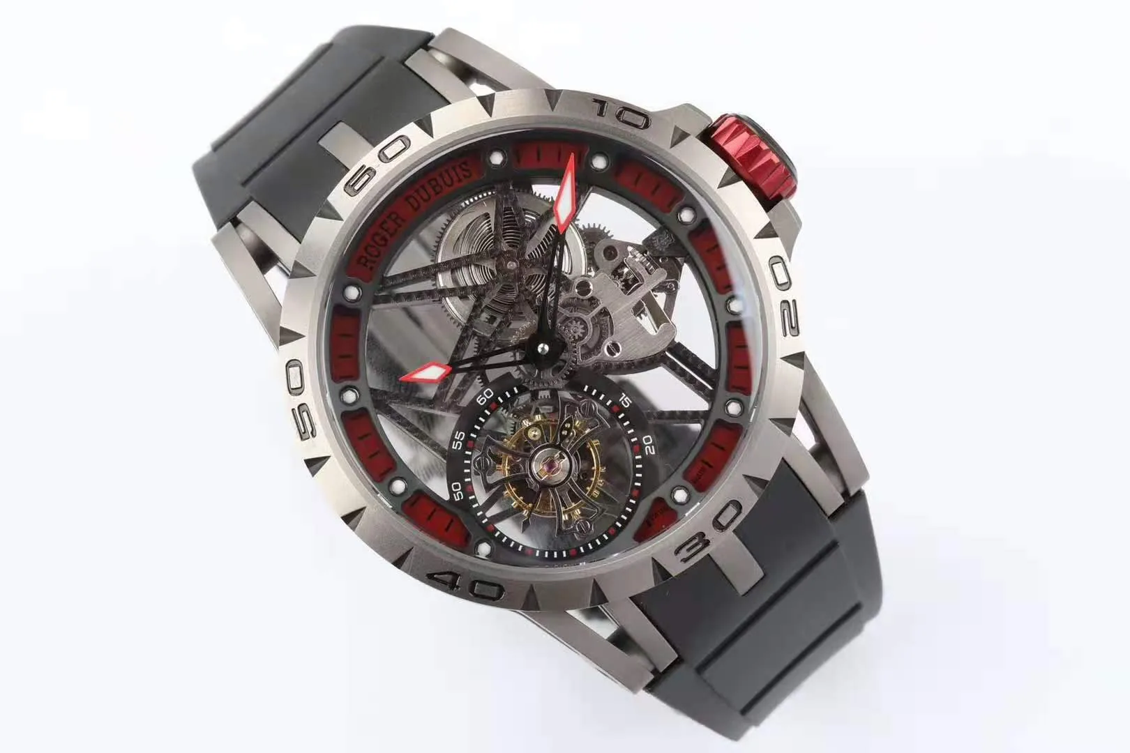 Excalibur Spider Skeleton Flying Tourbillon con correa de caucho negra - Imagen 5