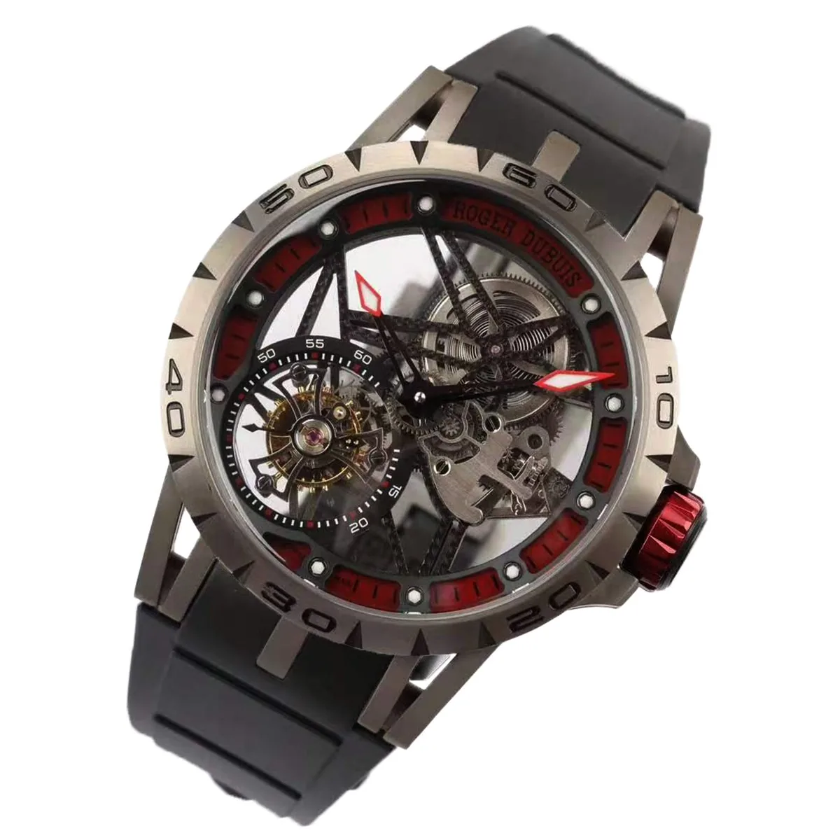 Excalibur Spider Skeleton Flying Tourbillon con correa de caucho negra - Imagen 2