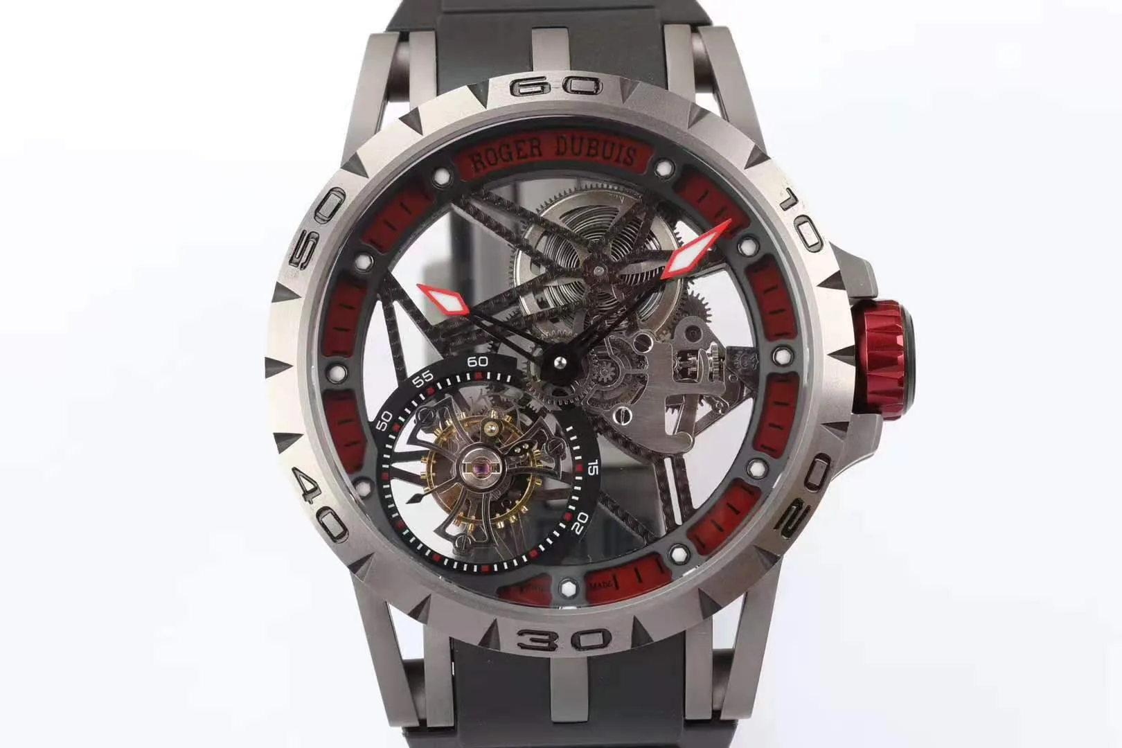 Excalibur Spider Skeleton Flying Tourbillon con correa de caucho negra - Imagen 4