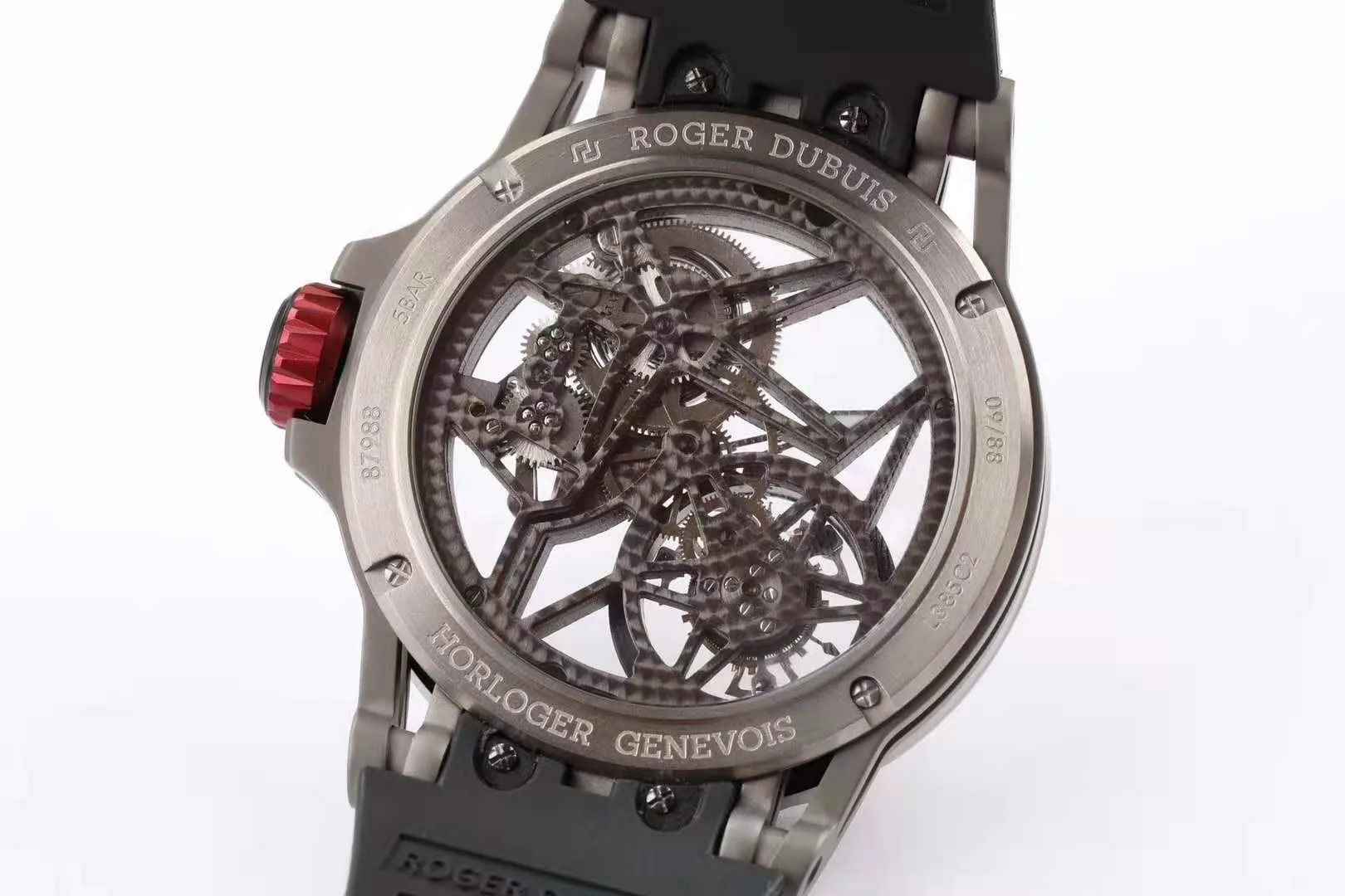Excalibur Spider Skeleton Flying Tourbillon con correa de caucho negra - Imagen 3