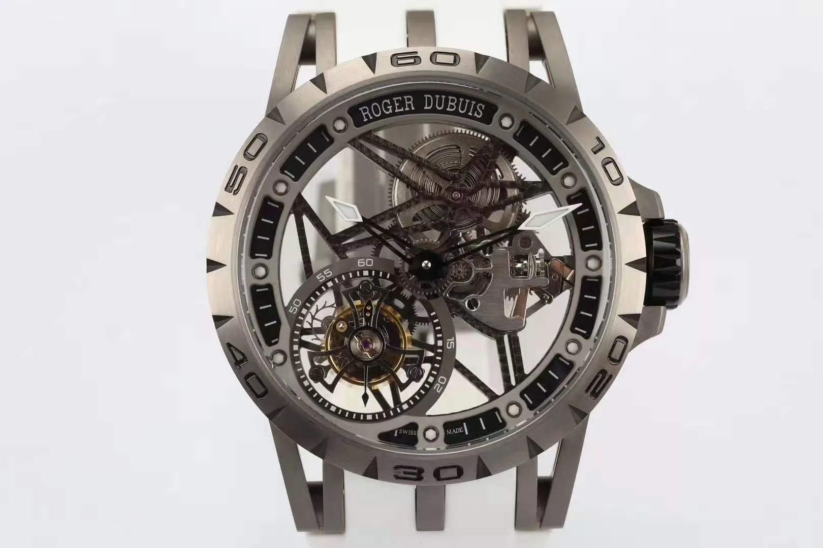 Excalibur Spider Skeleton Flying Tourbillon con cinturino in gomma bianco - immagine 4