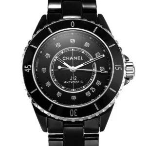 J12 schwarze Keramik und Stahl mit Diamantindizes Ref: H5697