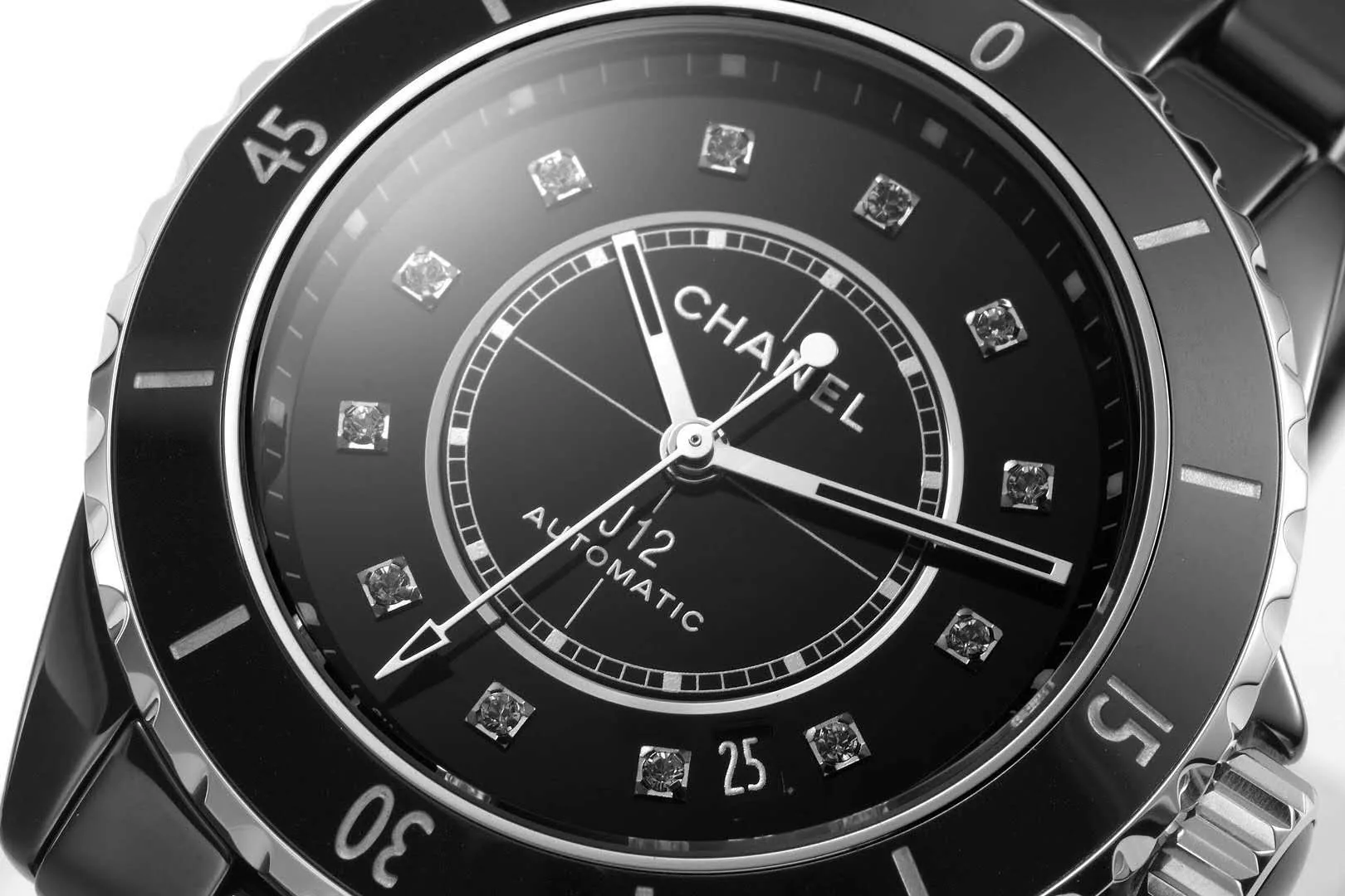 J12 ceramica nera e acciaio con indici con diamanti Ref: H5697 - immagine 8