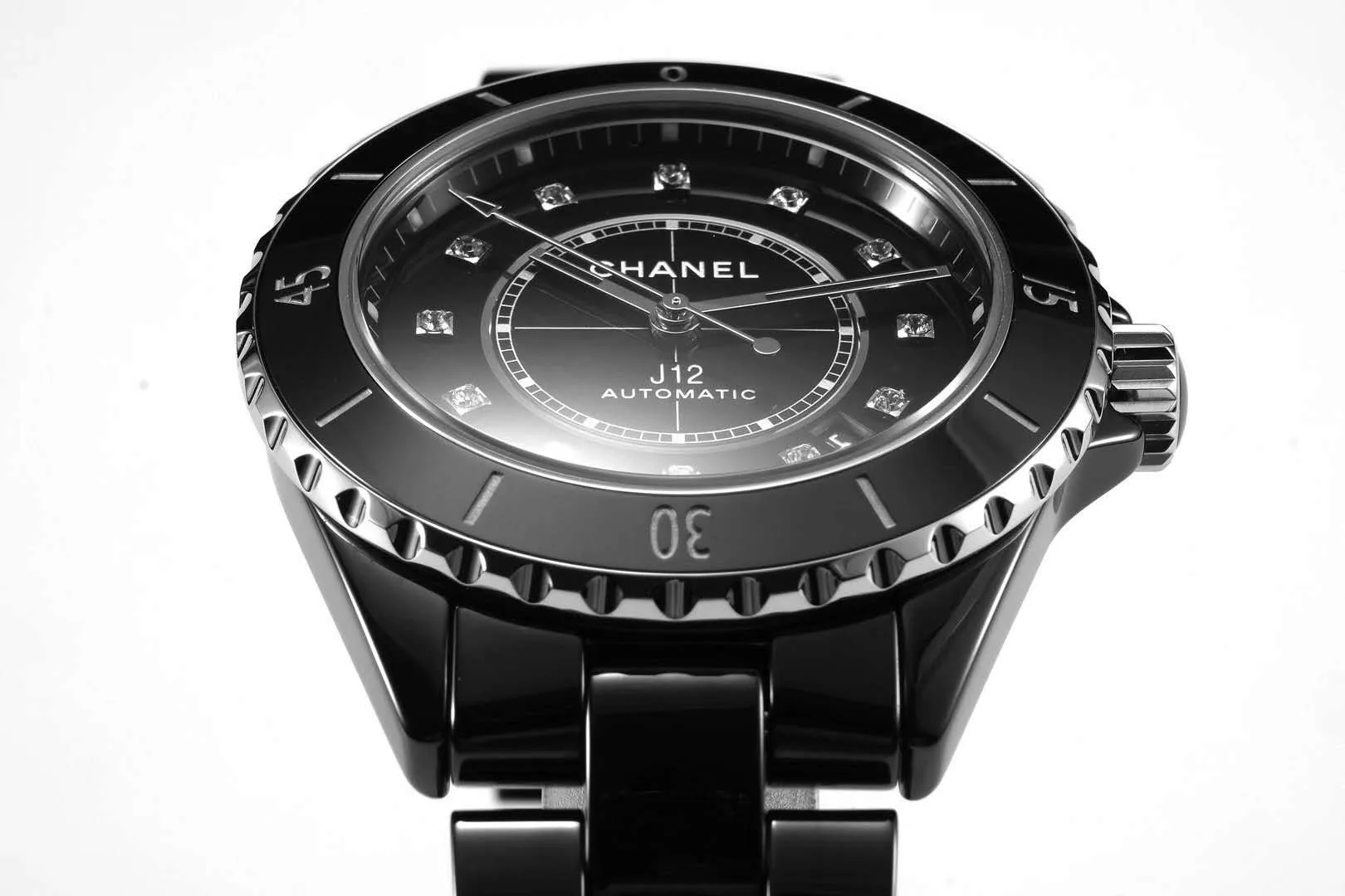 J12 ceramica nera e acciaio con indici con diamanti Ref: H5697 - immagine 4