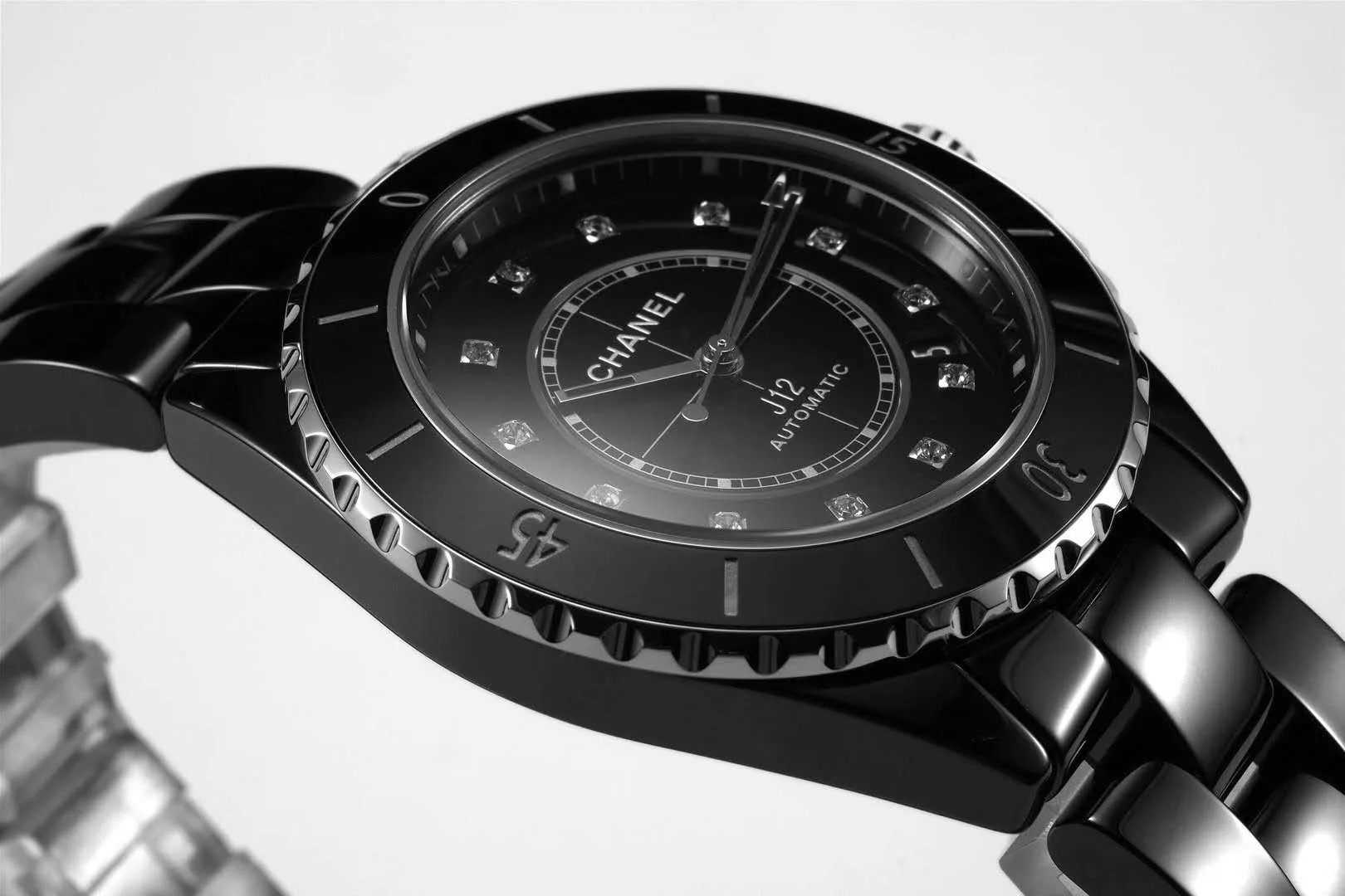 J12 ceramica nera e acciaio con indici con diamanti Ref: H5697 - immagine 5