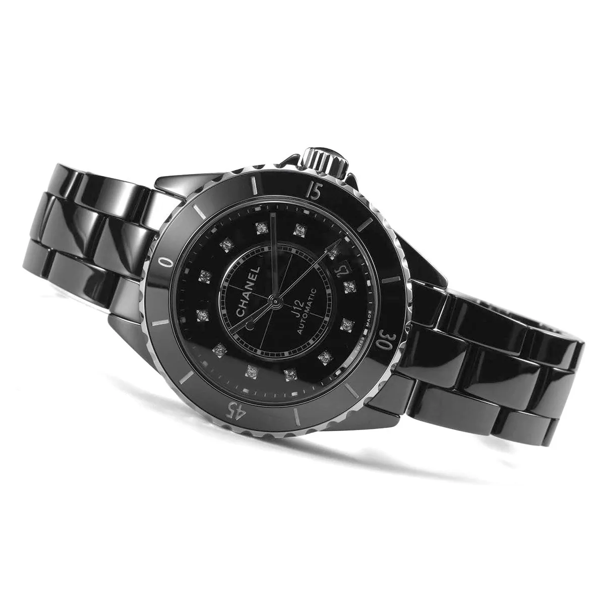 J12 ceramica nera e acciaio con indici con diamanti Ref: H5697 - immagine 9