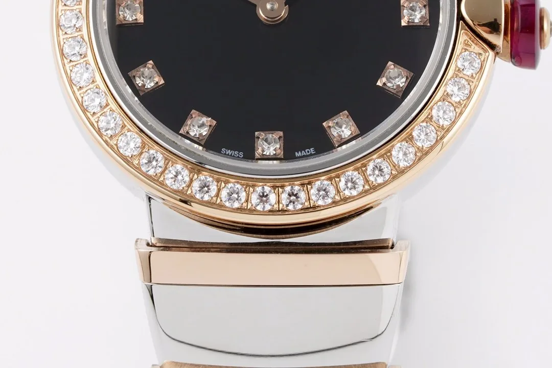 Lvcea esfera negra en oro rosa/acero con bisel de diamantes - Imagen 9