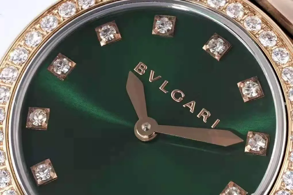 Lvcea cadran vert émeraude en or rose/acier lunette diamants – Image 3