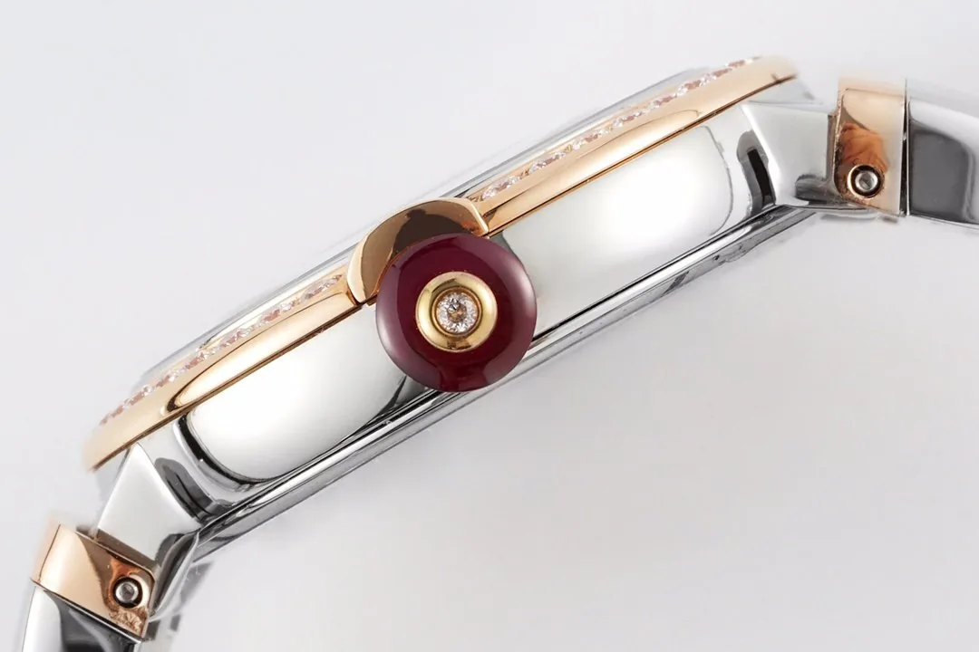Lvcea esfera negra en oro rosa/acero con bisel de diamantes - Imagen 8