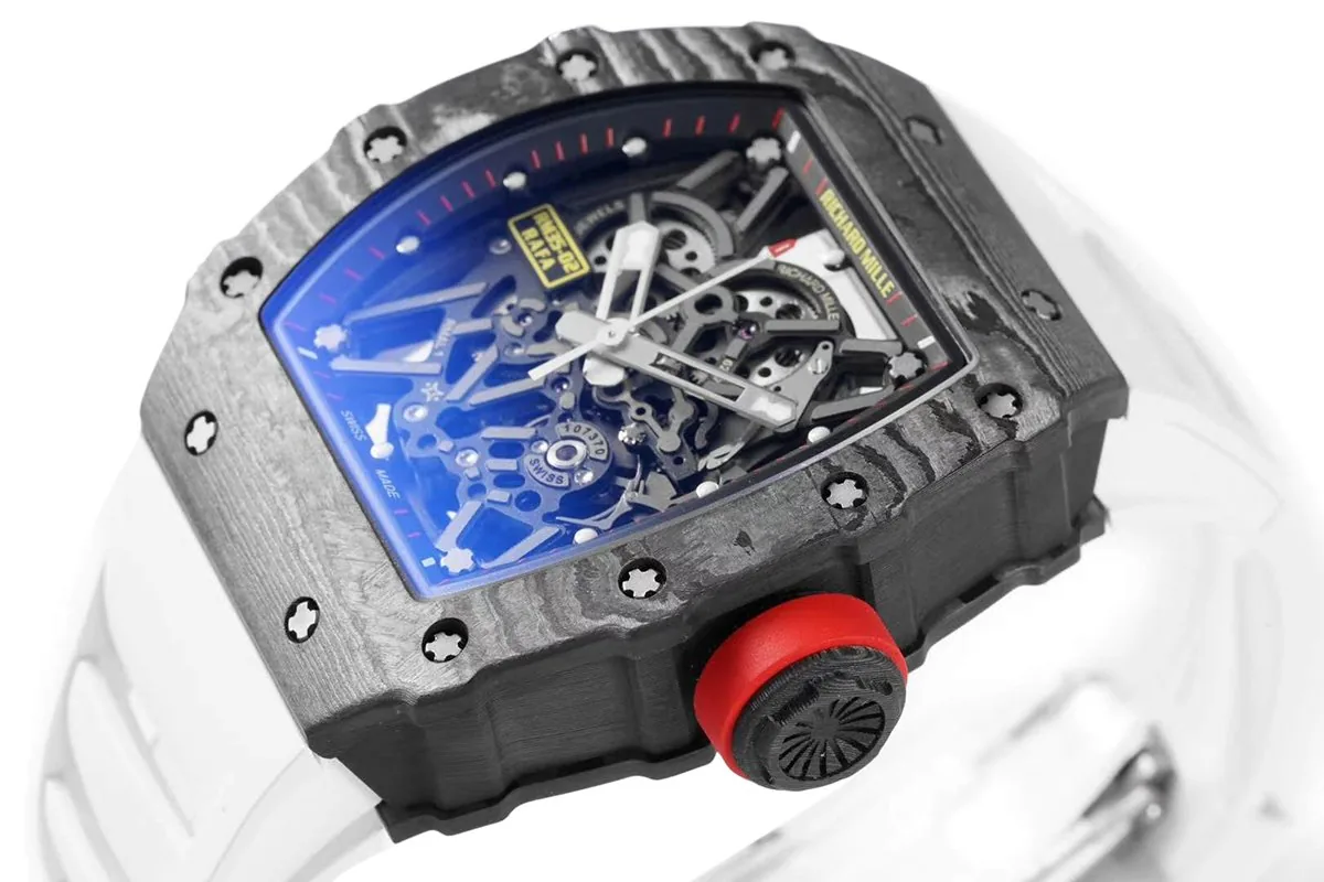 RM 035-02 Rafael Nadal carbone NTPT sur bracelet en caoutchouc blanc – Image 7