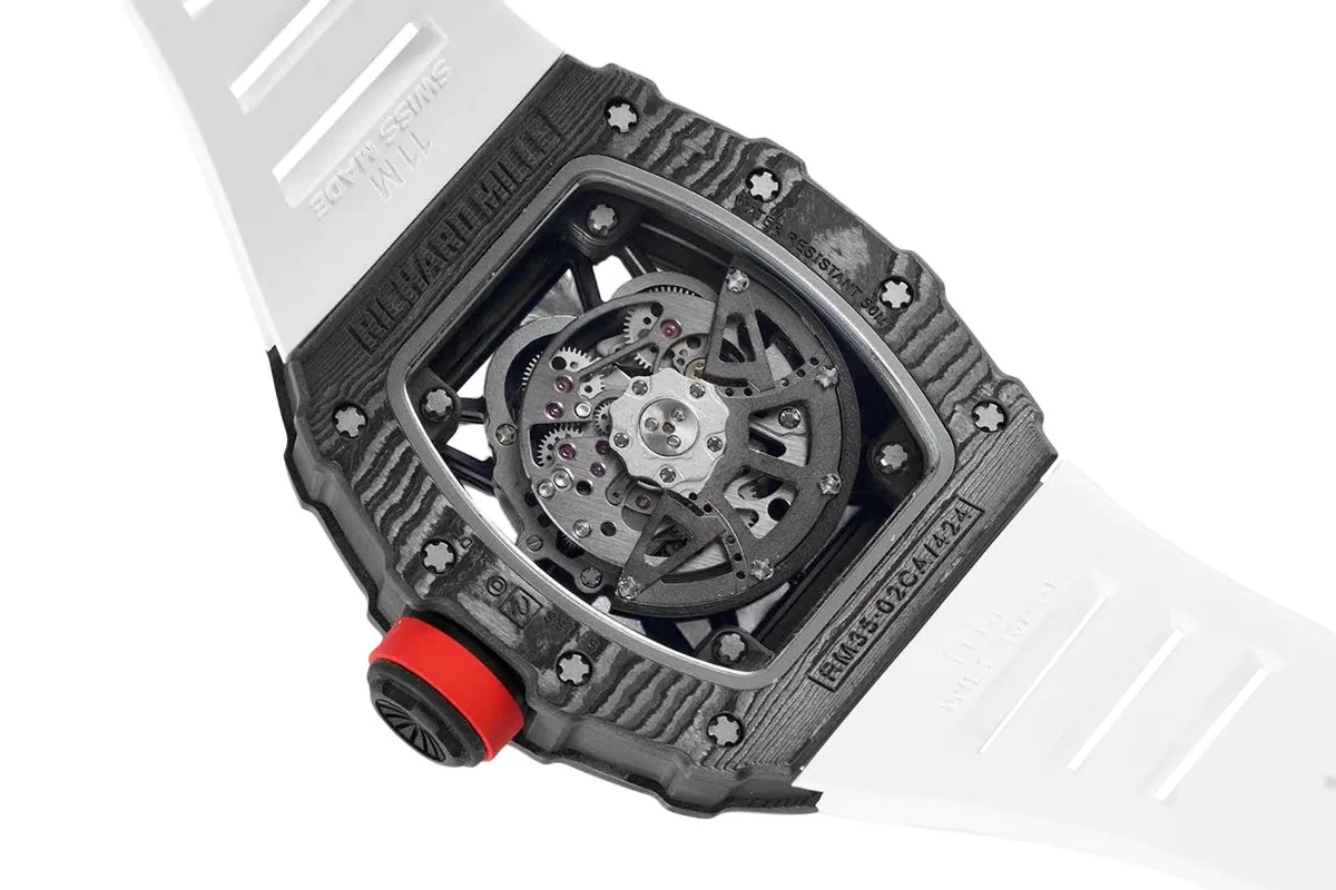 RM 035-02 Rafael Nadal carbone NTPT sur bracelet en caoutchouc blanc – Image 5