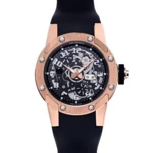 RM063-01 Automatic Winding Dizzy Hands in oro rosso/titanio su cinturino in gomma nero