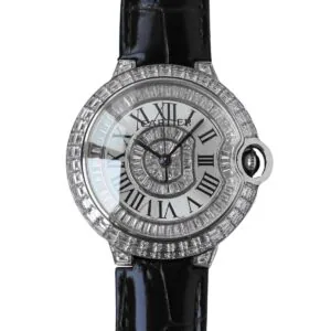 Ballon Bleu de Cartier 42mm cadran blanc avec diamants en or rose
