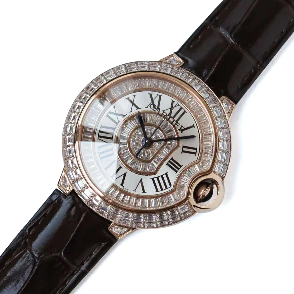 Ballon Bleu de Cartier 42mm weißes Zifferblatt mit Diamanten in Roségold – Bild 2