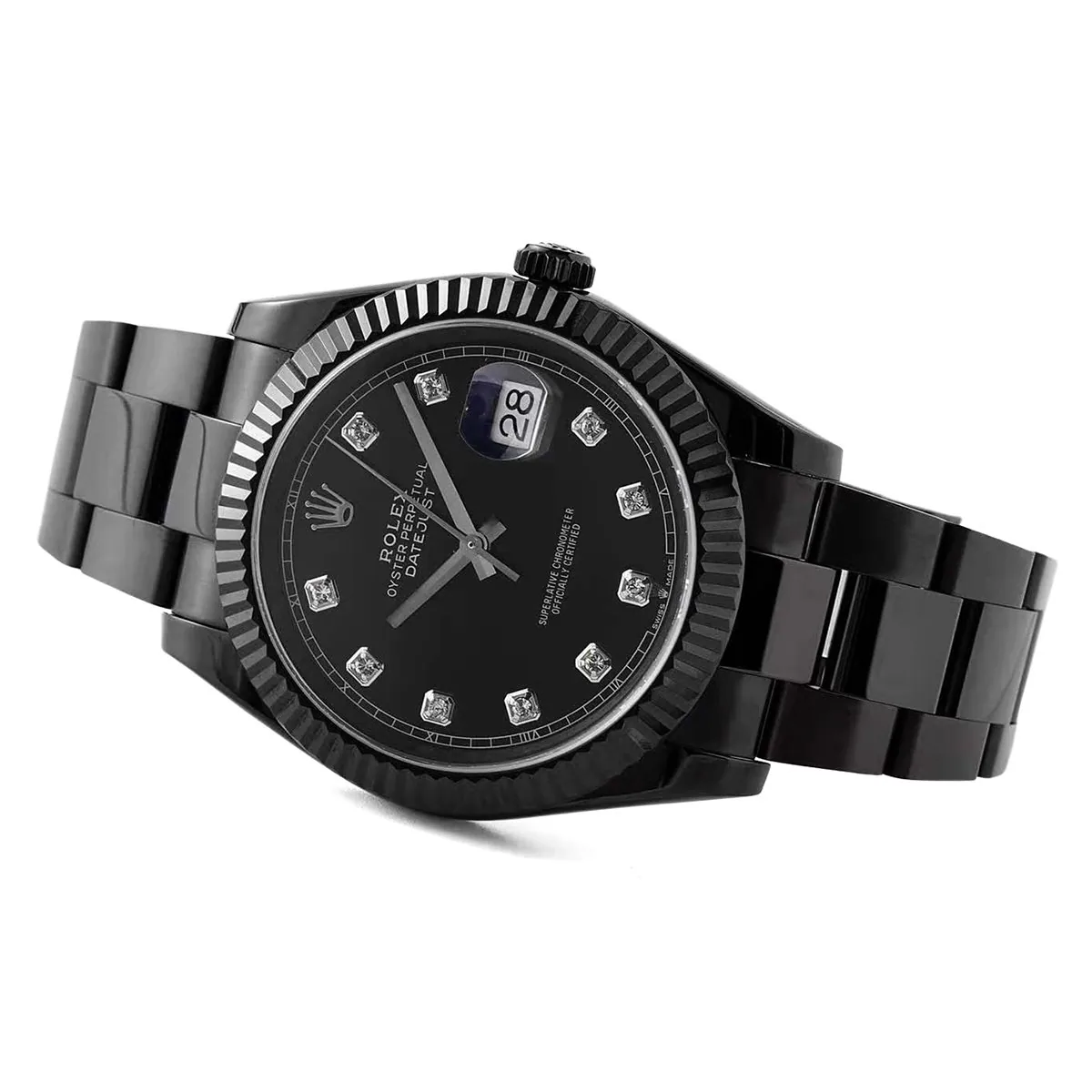 Datejust 41 cadran noir index diamants en PVD noir – Image 3