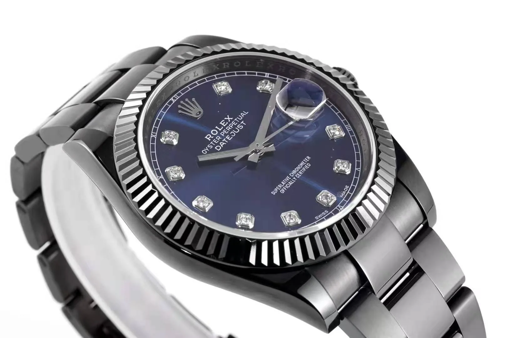 Datejust 41 cadran bleu index diamants en PVD noir – Image 3