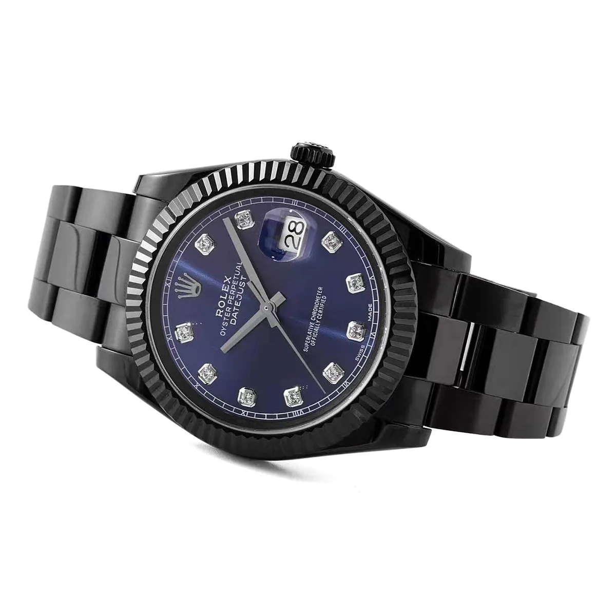 Datejust 41 cadran bleu index diamants en PVD noir – Image 4
