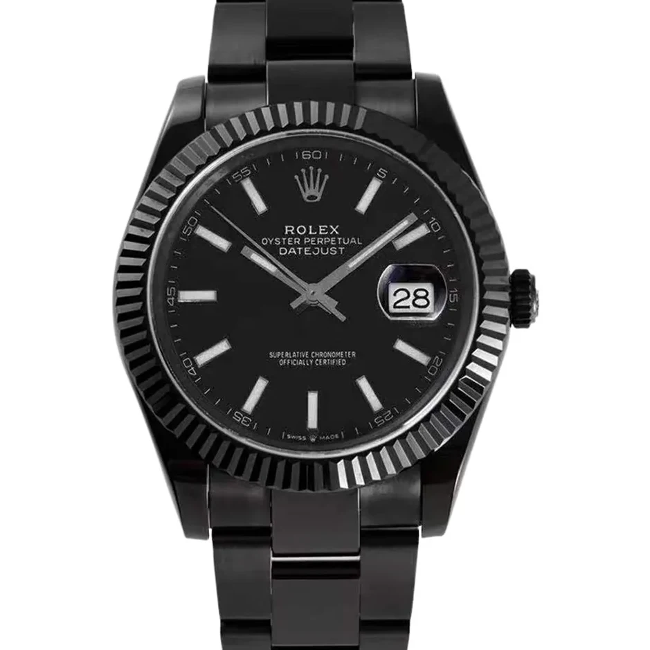 Datejust 41 Black Dial with Stick Markers in PVD Black