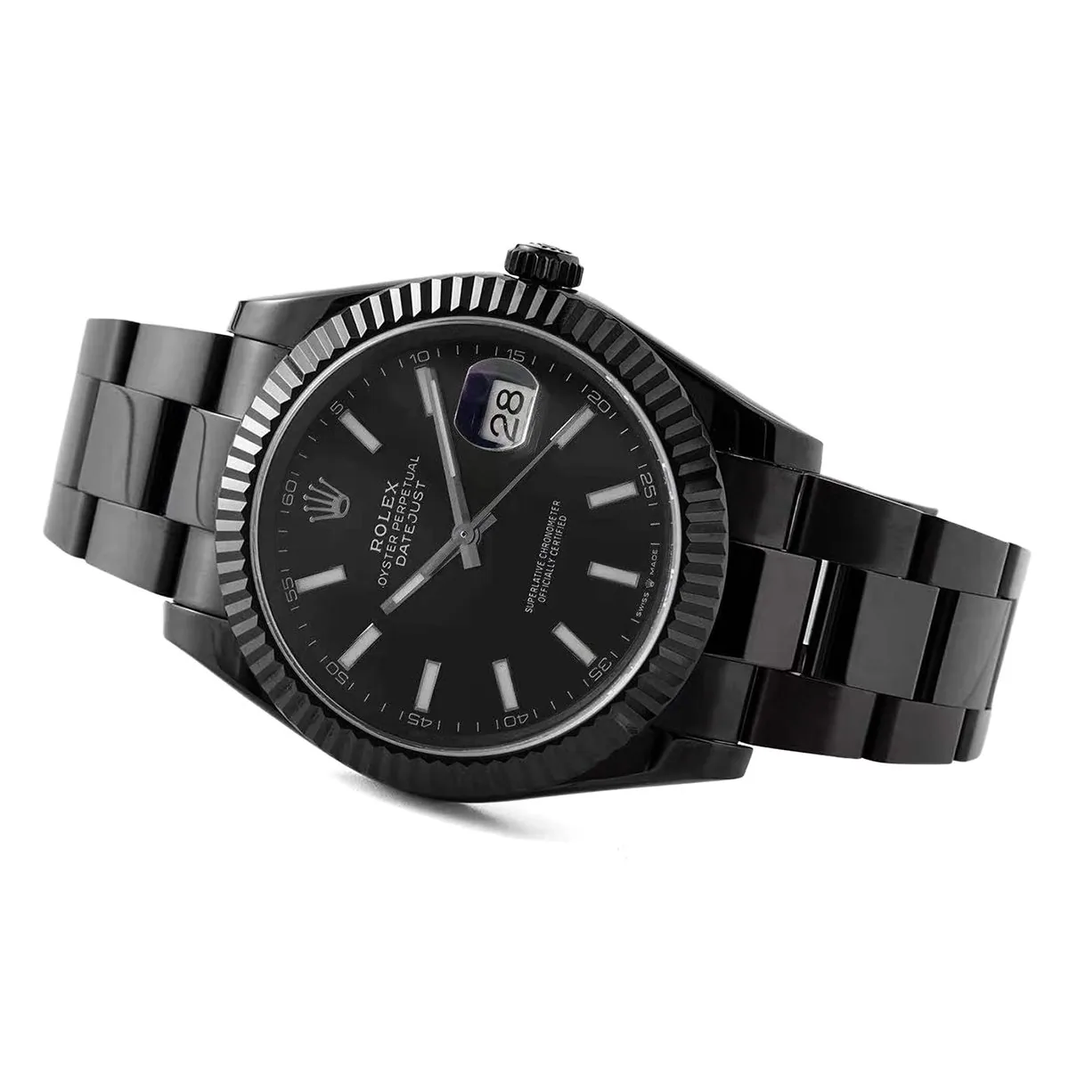 Datejust 41 schwarzes Zifferblatt mit Strichindizes in schwarzem PVD – Bild 3
