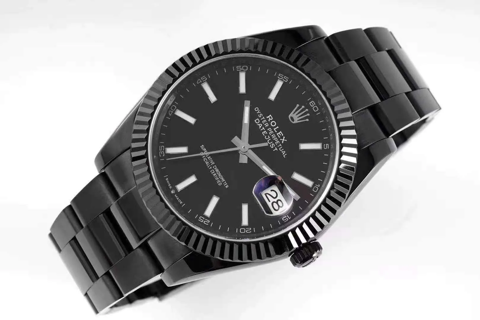 Datejust 41 schwarzes Zifferblatt mit Strichindizes in schwarzem PVD – Bild 2