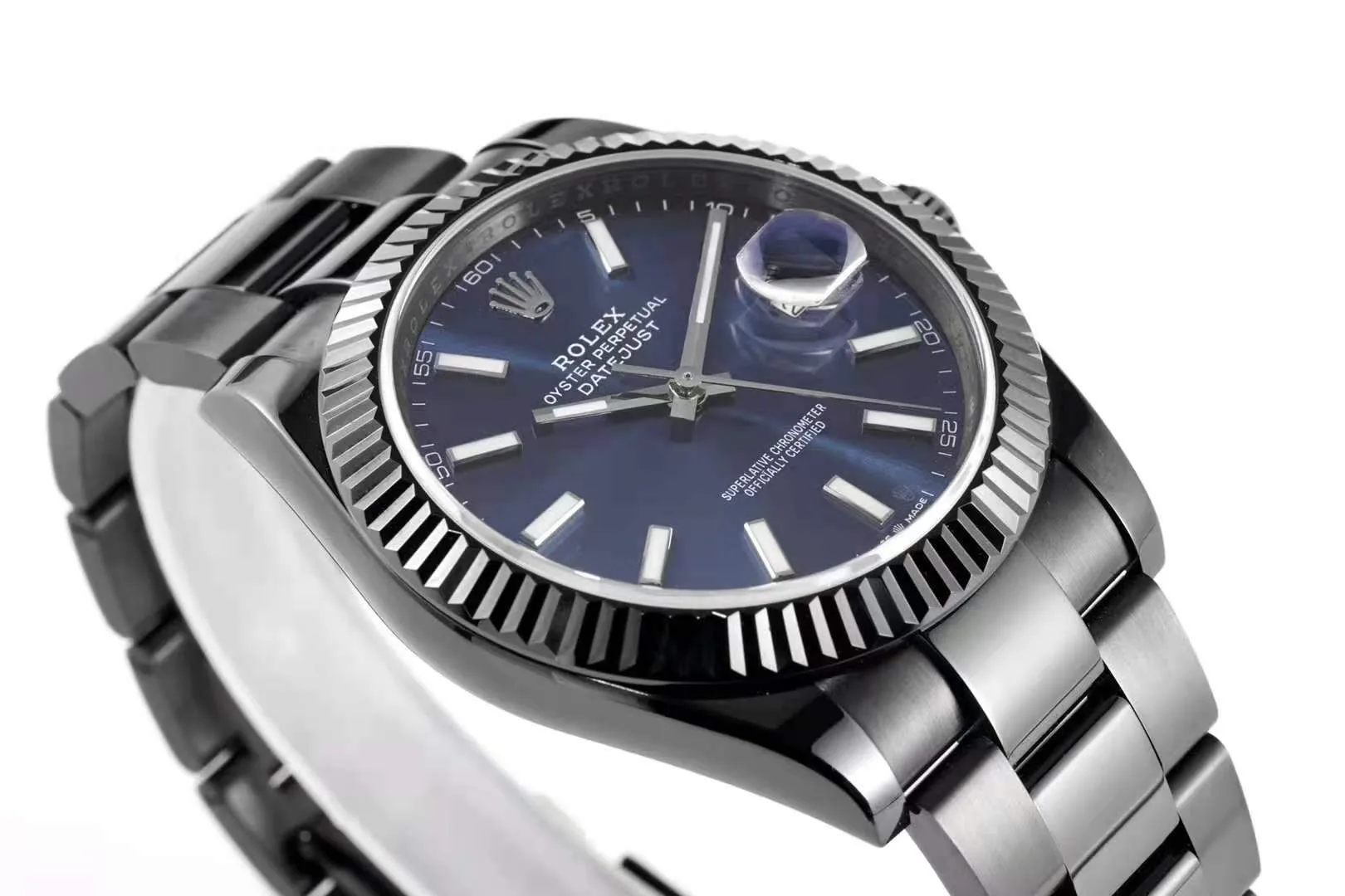 Datejust 41 esfera azul con índices de bastón en PVD negro - Imagen 4