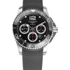 Hydroconquest Black Dial on Rubber Strap