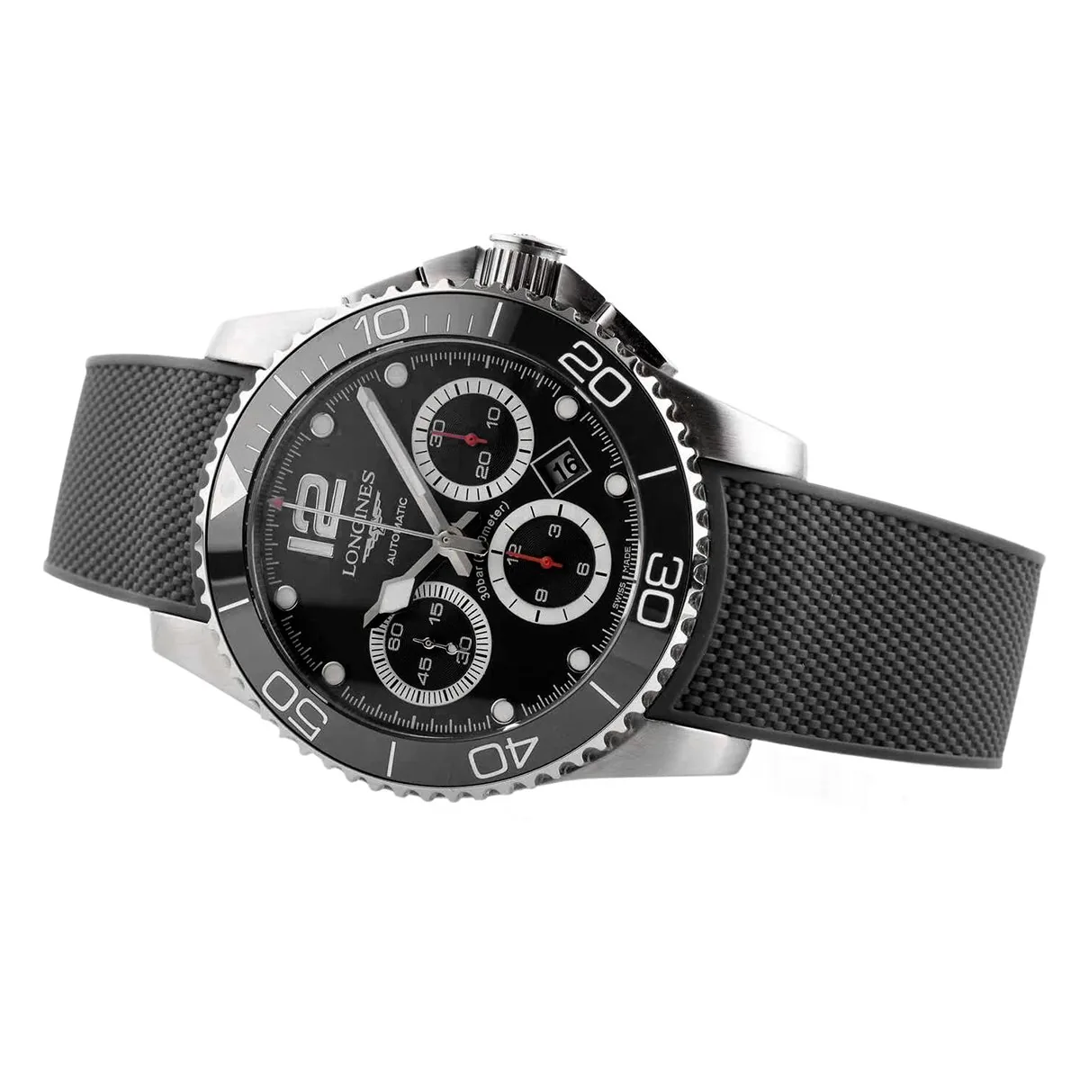 Hydroconquest cadran noir sur bracelet en caoutchouc – Image 9