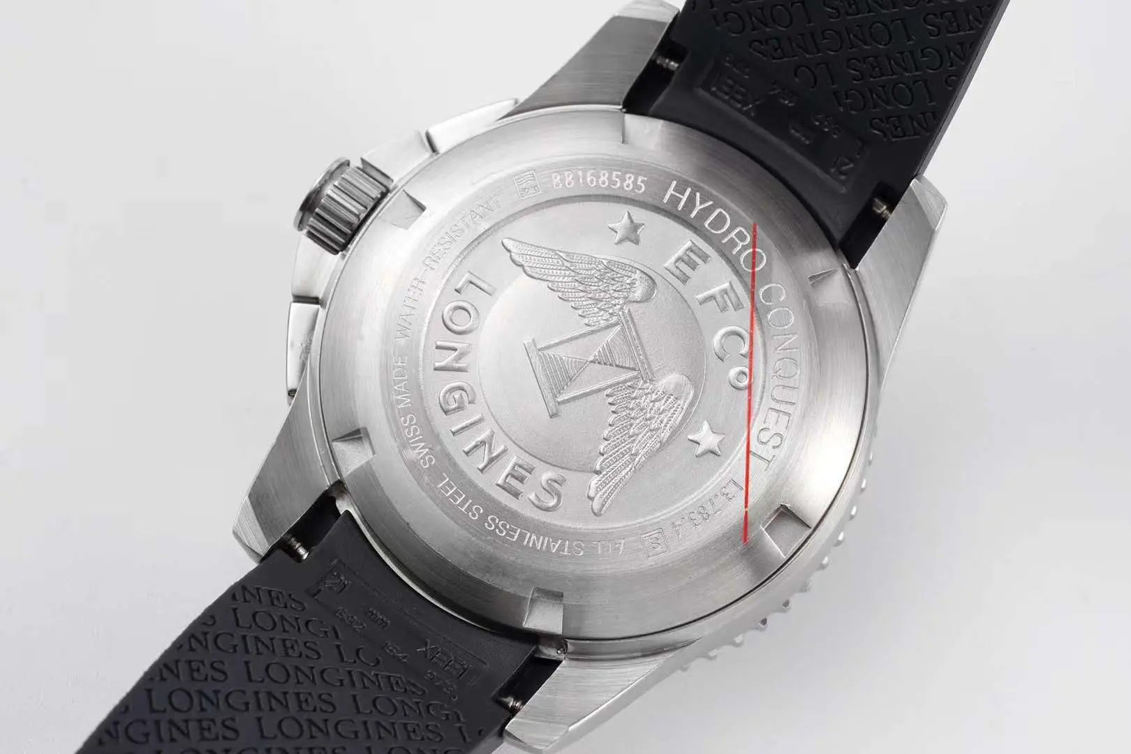 Hydroconquest cadran noir sur bracelet en caoutchouc – Image 5