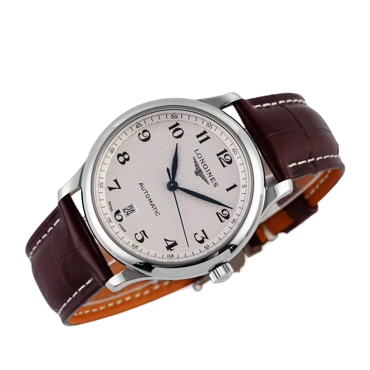 Master Collection quadrante bianco su cinturino in pelle marrone - immagine 3