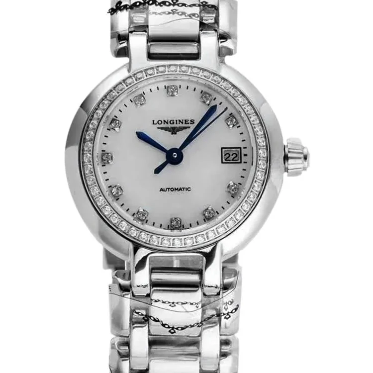 Primaluna MOP White Dial with Diamond Markers and Diamond Bezel