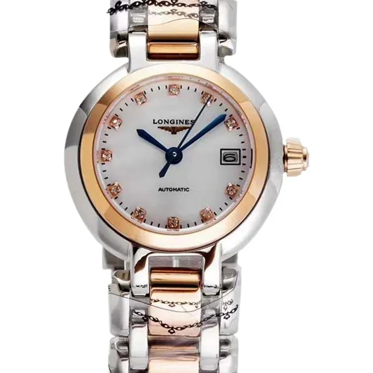 Primaluna MOP White Dial with Diamond Markers in Rose Gold