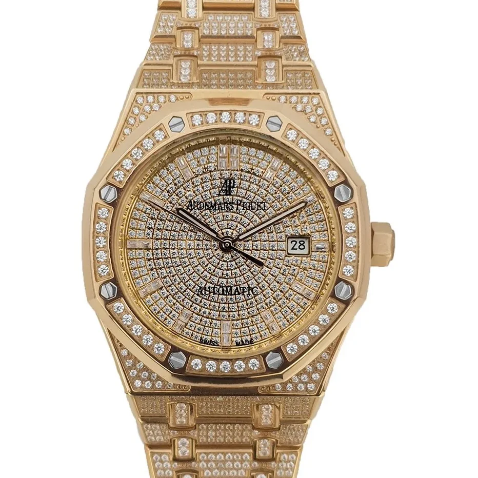 Royal Oak 41mm 15402OR Full Diamond Paved In Pink Gold on Bracelet
